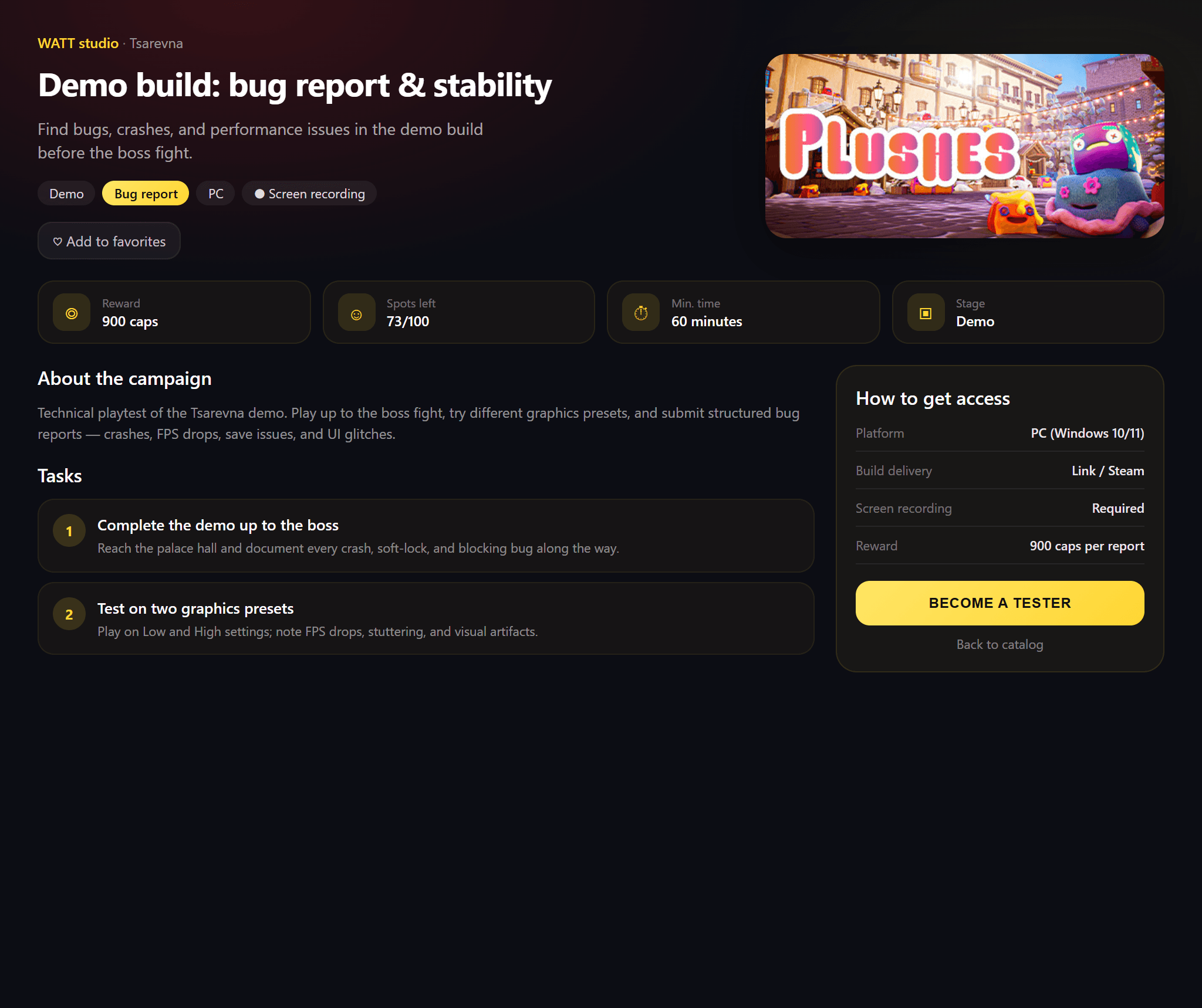 Playtest page